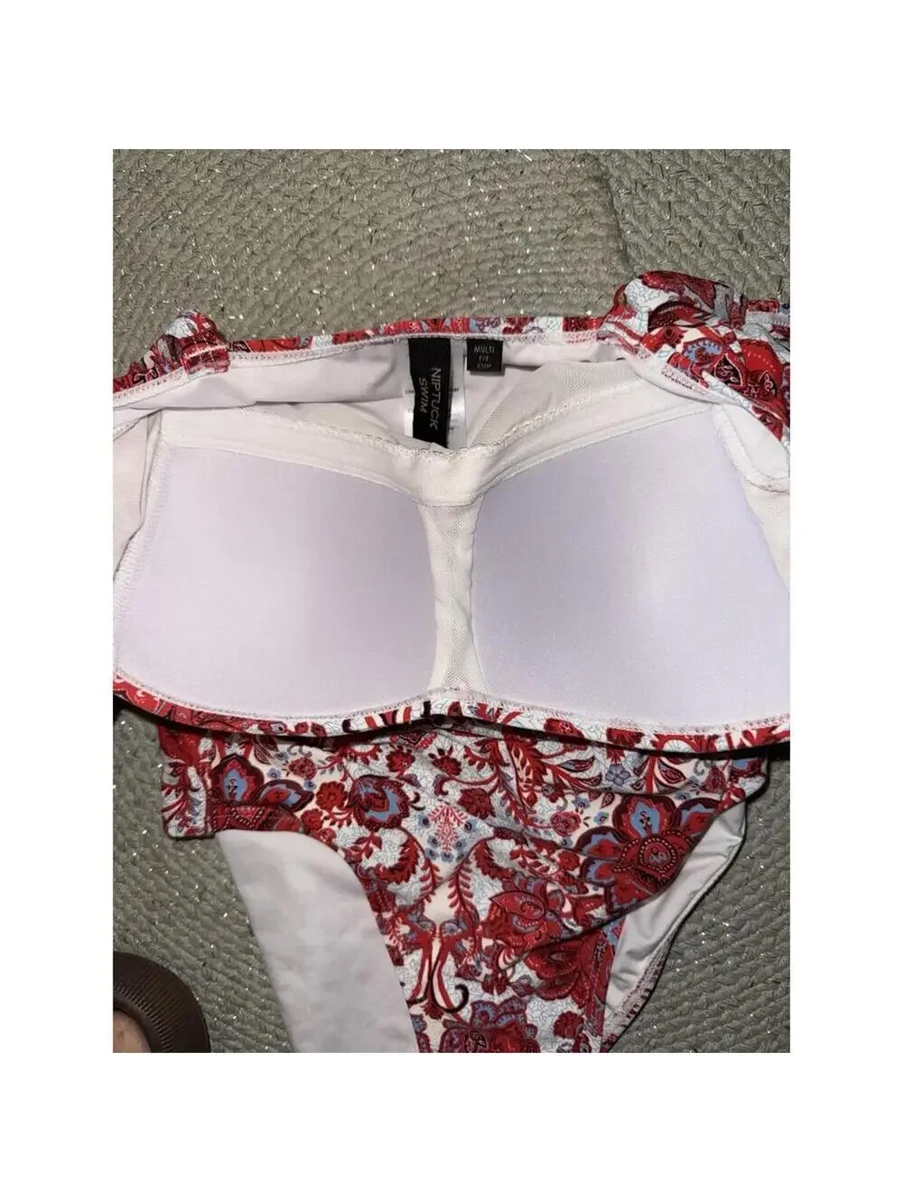 Niptuck Swim womens one piece swim suit red Floral print size 4 Boho Bright